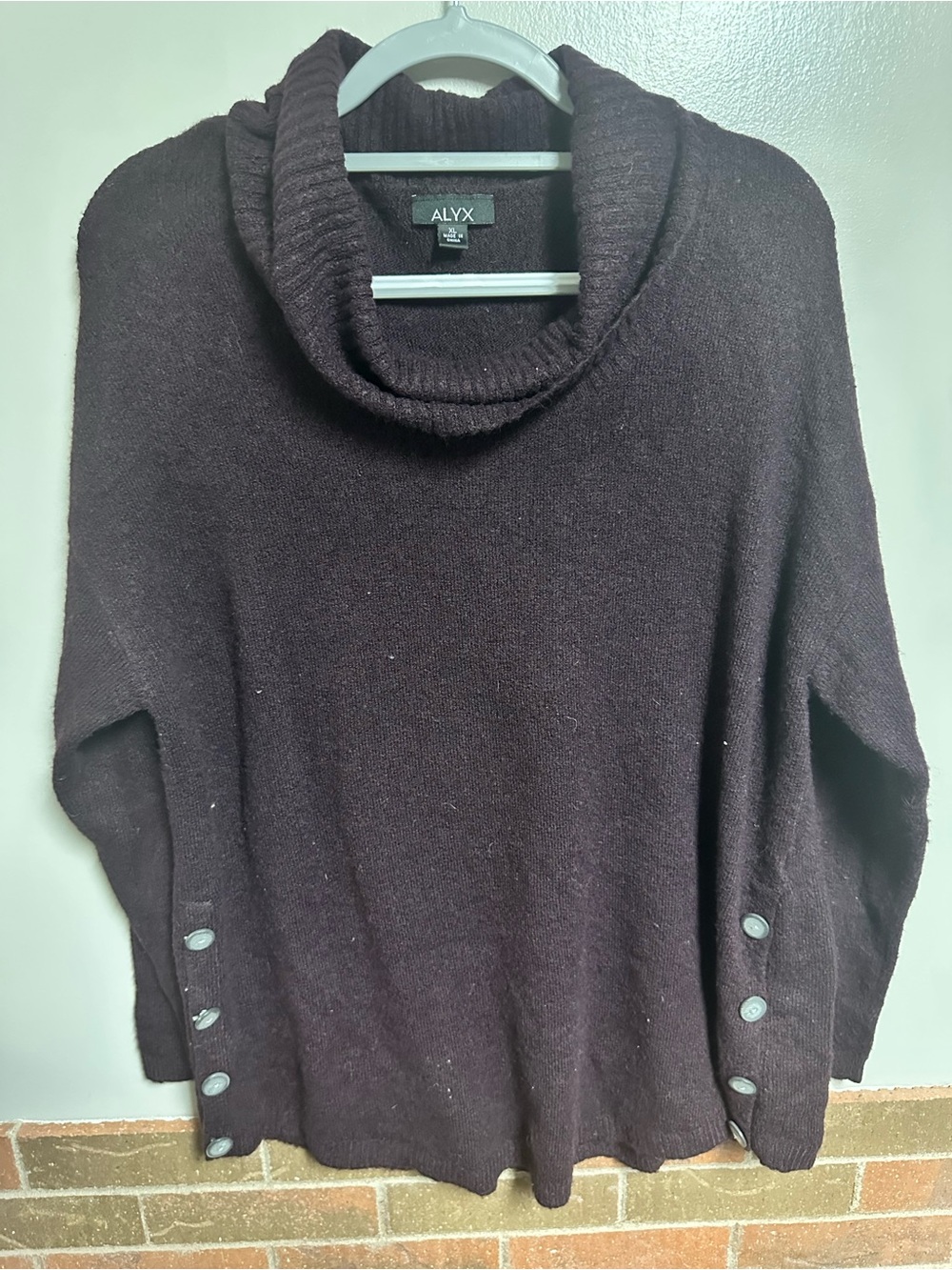 ALYX Plum Cowl Neck Button-Sleeve Sweater